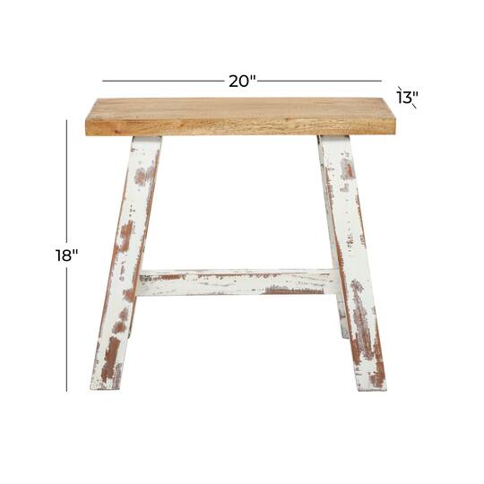 Brown & White Wood Farmhouse Bench